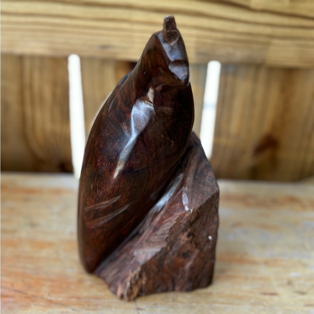 Vintage Handcrafted Ironwood Solid Wood Carved Bird Bookend Size 8.75”H